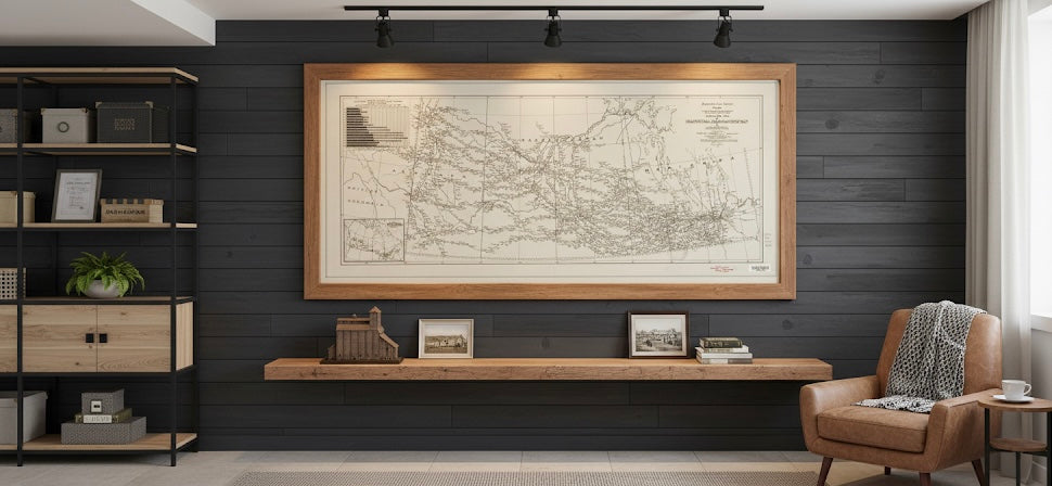 1923 Prairie Grain Elevator Historical Map - Laminated